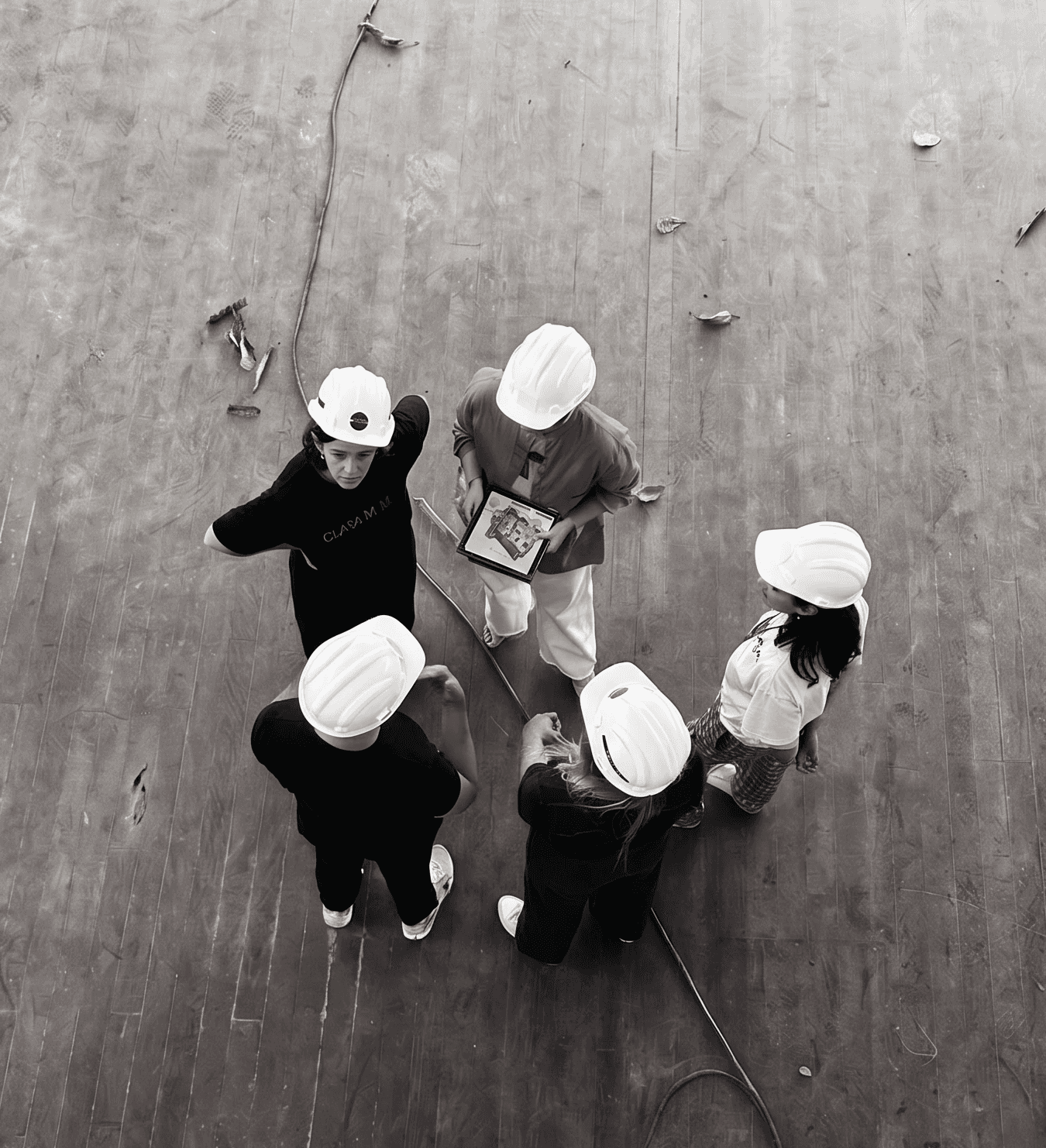 Engineers reviewing plans on a construction site